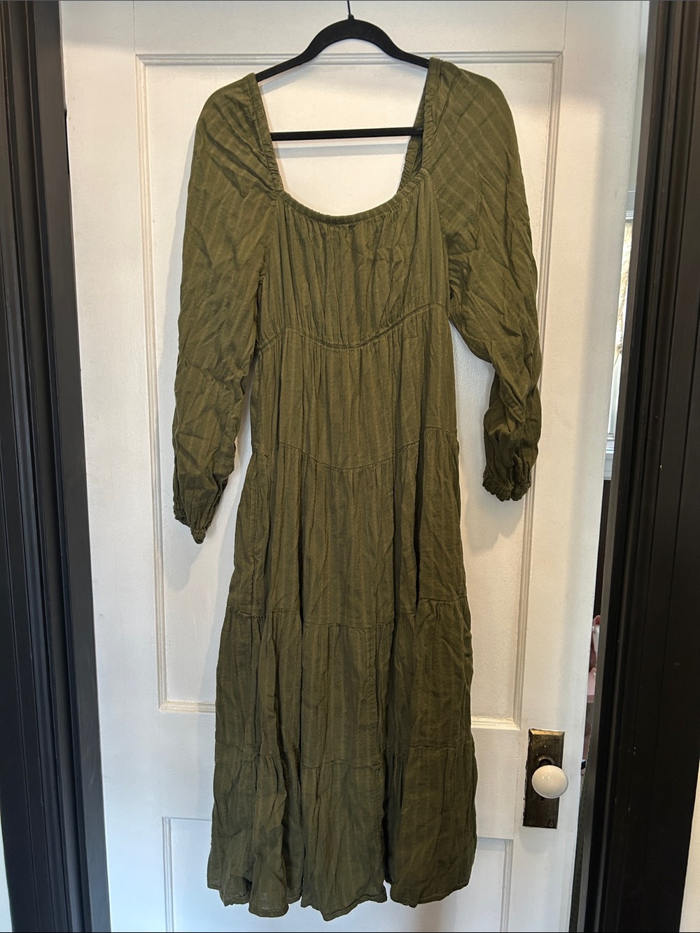 American Eagle Outfitters Olive Tiered Maxi Dress